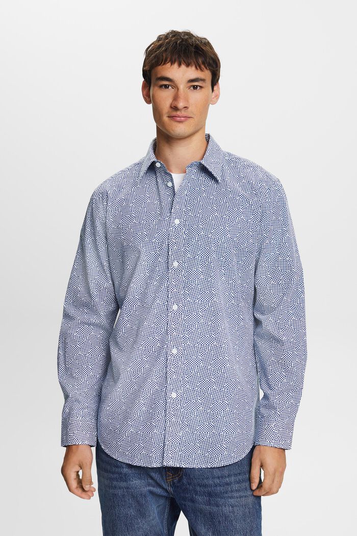 Patterned shirt, 100% cotton, WHITE, detail image number 1