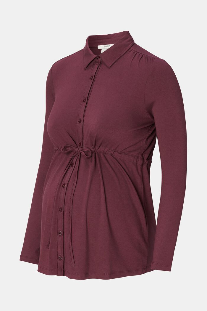 Long-sleeved jersey blouse, LENZING™ ECOVERO™, PLUM BROWN, detail image number 6