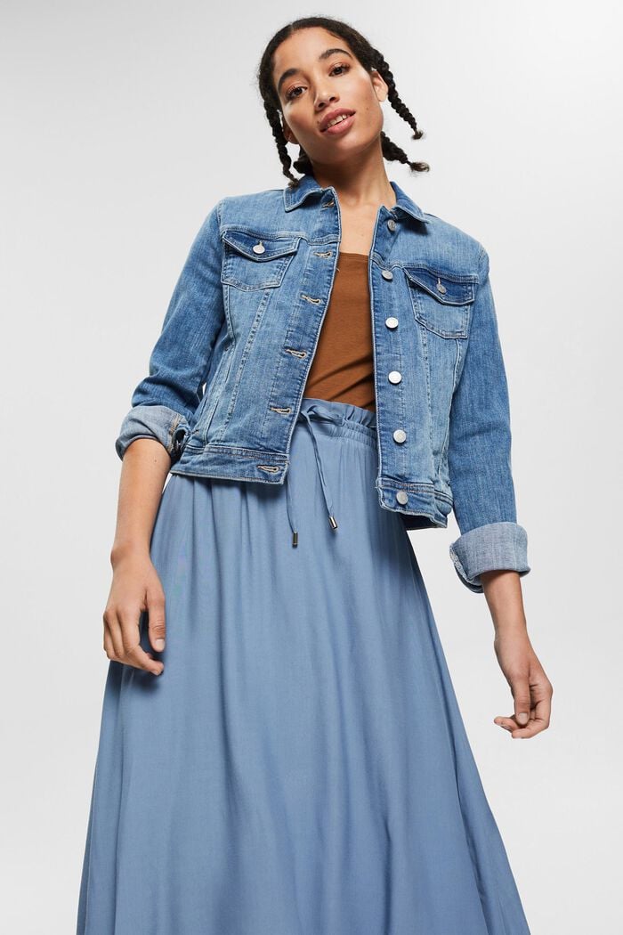 Midi skirt made of LENZING™ ECOVERO™, GREY BLUE, overview
