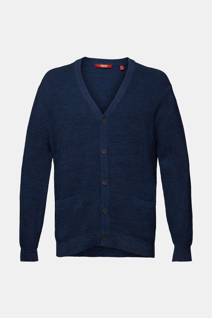 V-neck cardigan, 100% cotton, NAVY, detail image number 5