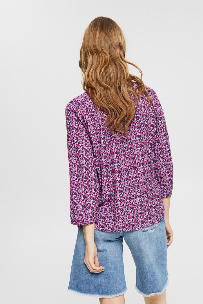 Blouse with a mille-fleurs pattern, NAVY, detail image number 3