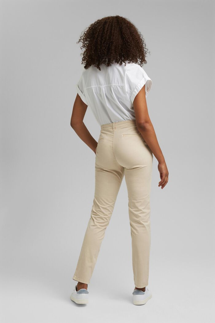 Stretch chinos containing pima organic cotton, BEIGE, detail image number 3