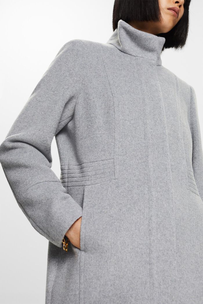 Recycled: wool blend coat, LIGHT GREY, detail image number 5