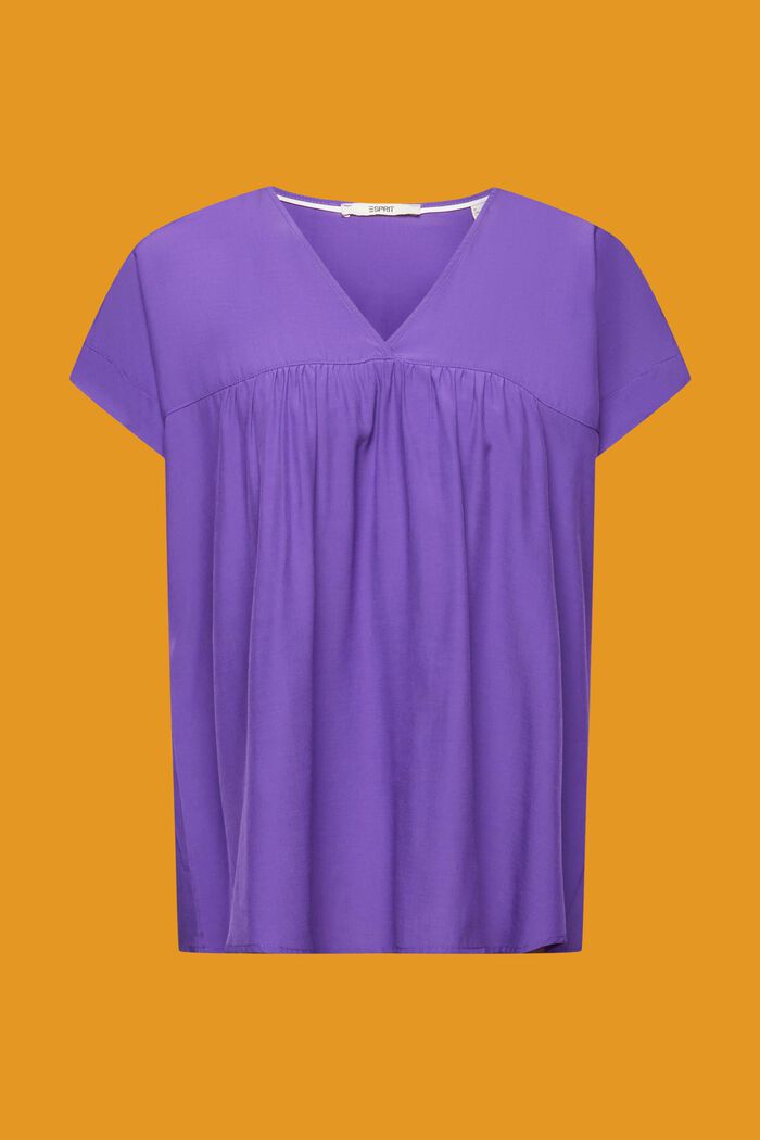 V-neck short-sleeved blouse, PURPLE, detail image number 5
