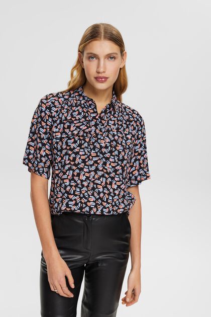 Crêpe blouse with all-over pattern