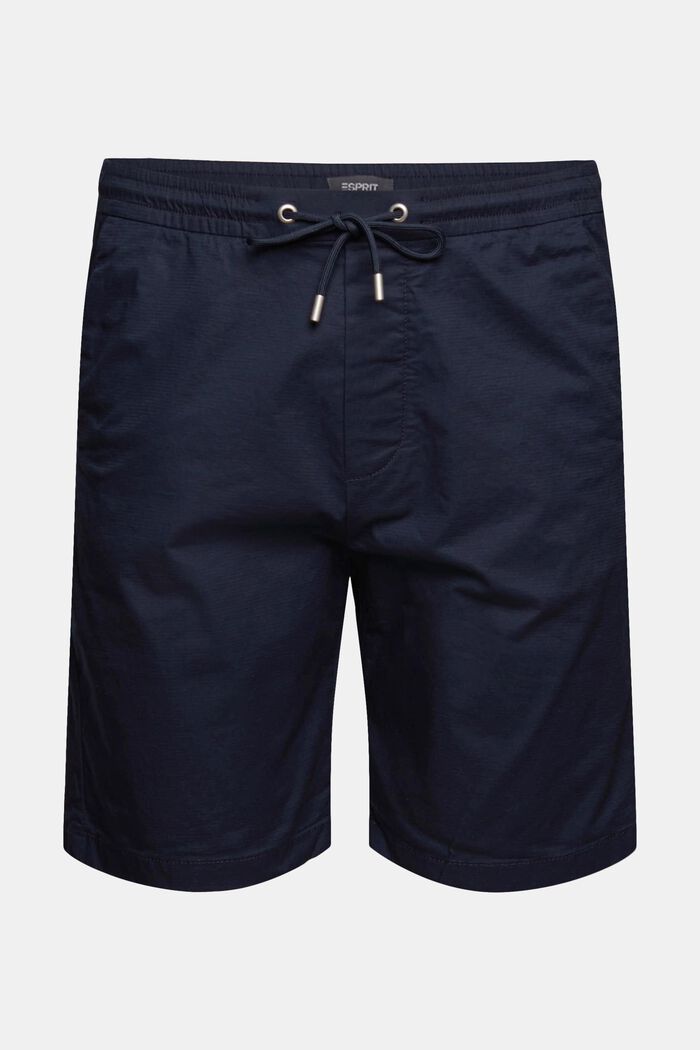 Shorts with an elasticated waistband, organic cotton, NAVY, overview