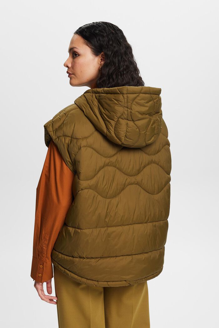 Recycled: quilted waistcoat with a hood, DARK KHAKI, detail image number 3