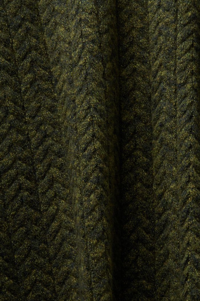 Melange Cable Knit Crewneck Sweater, OLIVE, detail image number 5