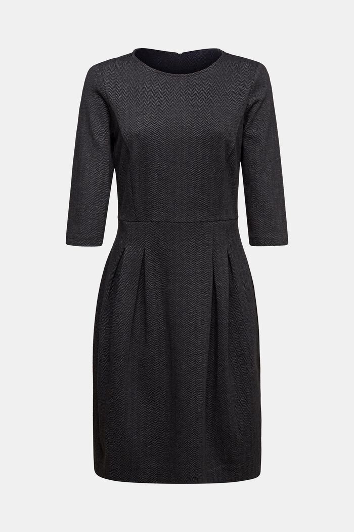 Sheath-style jacquard/jersey dress, ANTHRACITE, overview