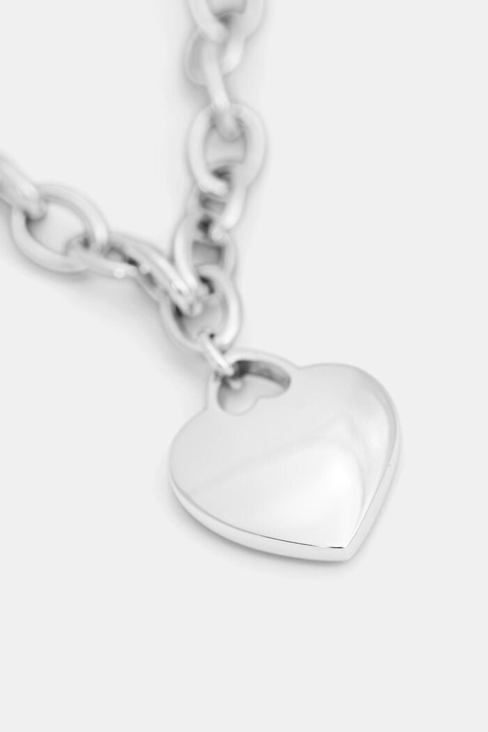 Bracelet with heart charm, stainless steel, SILVER, detail image number 1