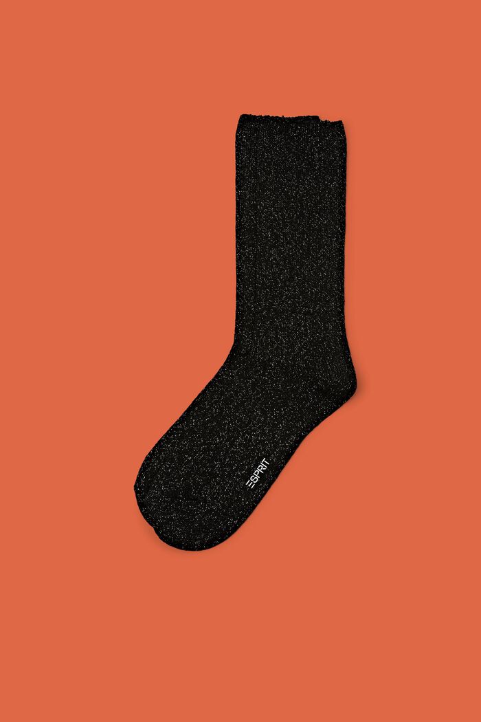 Wool Blend Glitter Boot Socks, BL./SILVER, detail image number 0
