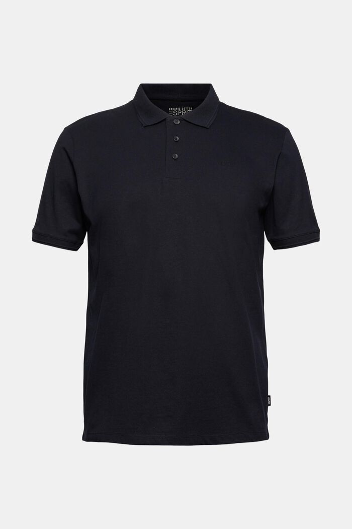 With linen/organic cotton: jersey polo shirt, BLACK, detail image number 0