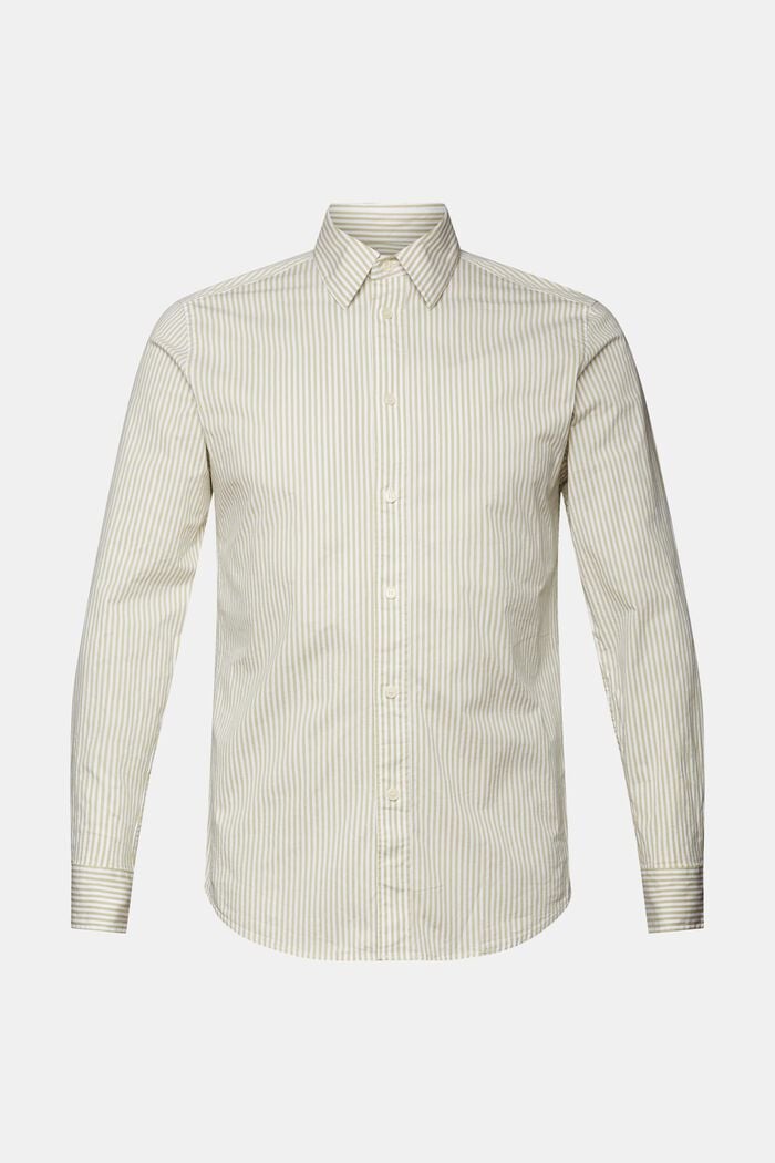Striped Cotton Poplin Shirt, PISTACHIO GREEN, detail image number 5