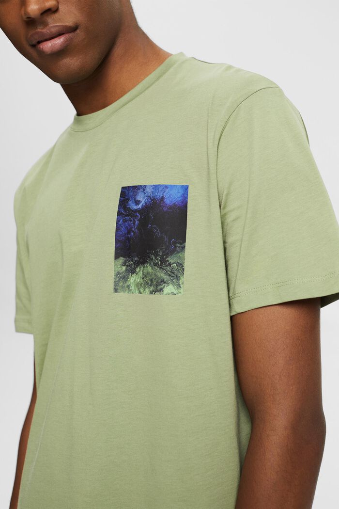 Jersey T-shirt with a print, 100% organic cotton, LIGHT KHAKI, detail image number 1