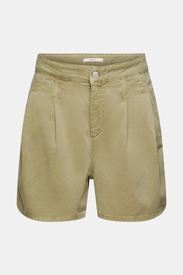 Shorts with waist pleats, LIGHT KHAKI, overview