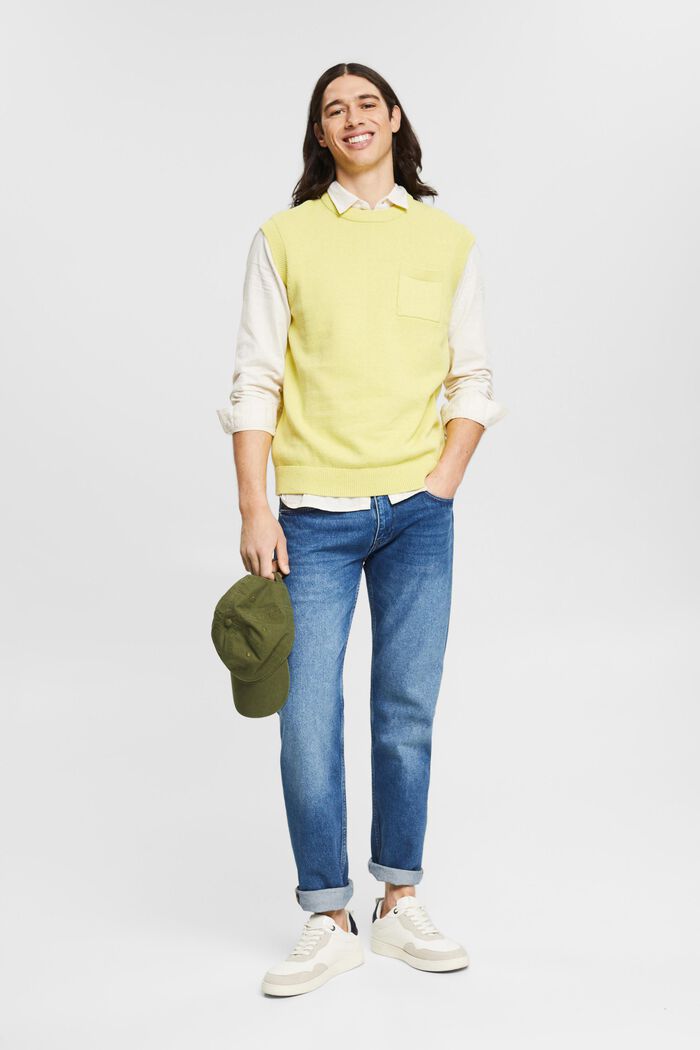 Sleeveless jumper with a breast pocket, YELLOW, detail image number 1