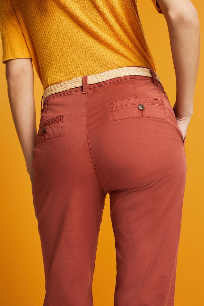 Lightweight stretch chinos with belt, TERRACOTTA, detail image number 4