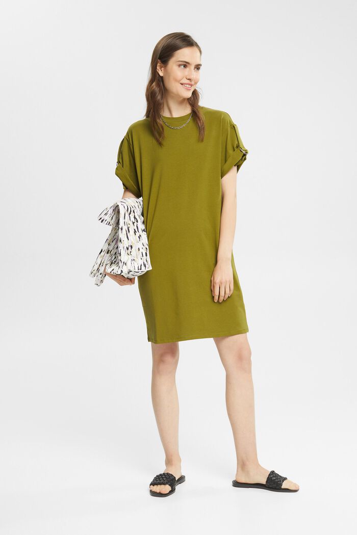 T-shirt dress with buckles, OLIVE, detail image number 0
