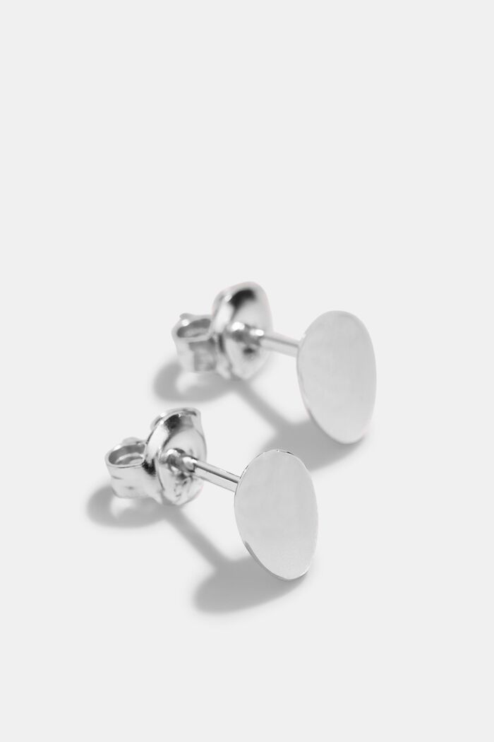 Oval stud earrings in sterling silver, SILVER, detail image number 1