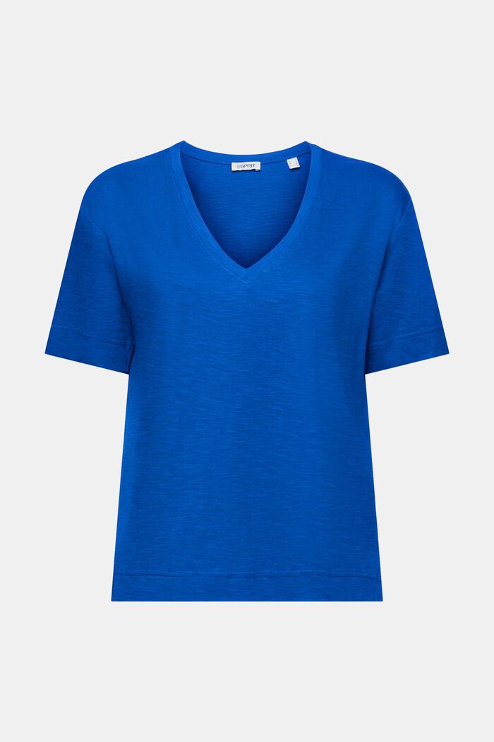 V-Neck Slub T-Shirt, BRIGHT BLUE, detail image number 5