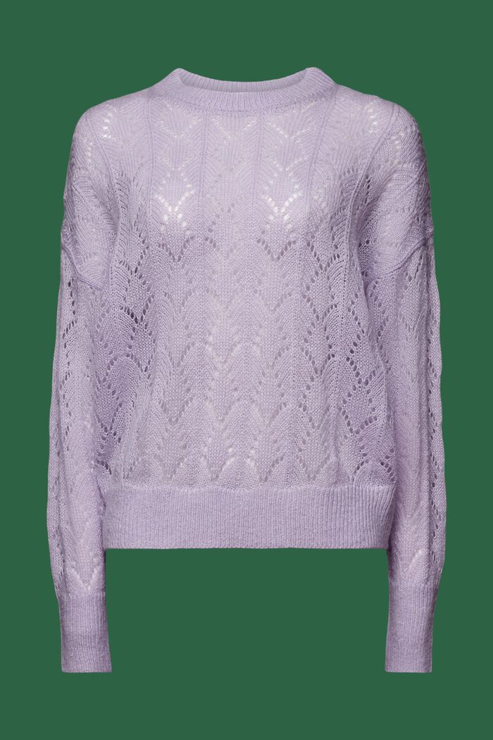 Open-Knit Wool-Blend Sweater, LAVENDER, detail image number 6