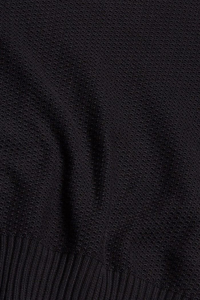 Jumper in textured knit fabric with band collar, BLACK, detail image number 4