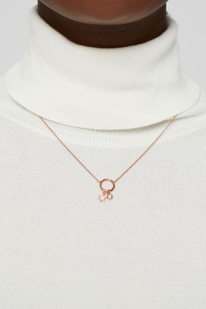 Sterling silver necklace with pendant, ROSEGOLD, detail image number 2