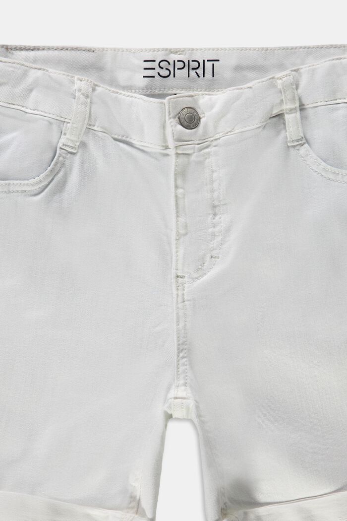 Recycled: denim shorts with an adjustable waistband, WHITE, detail image number 2