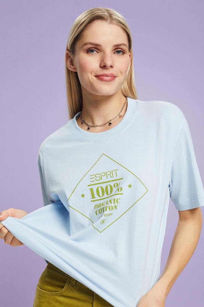 Organic Cotton Printed T-Shirt, PASTEL BLUE, detail image number 0