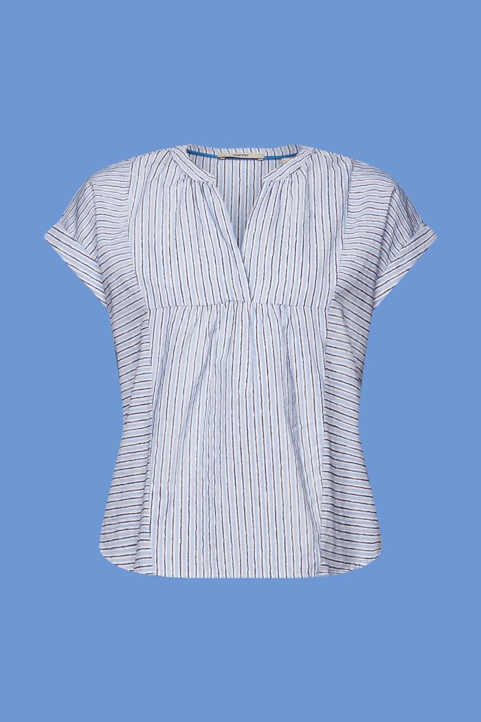 Striped short-sleeve blouse, 100% cotton, BRIGHT BLUE, detail image number 5
