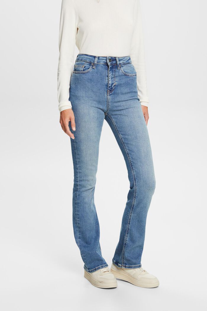 High-rise bootcut stretch jeans, BLUE MEDIUM WASHED, detail image number 0