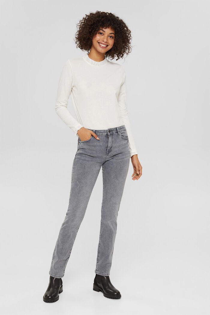 Vintage-look stretch jeans, in organic cotton