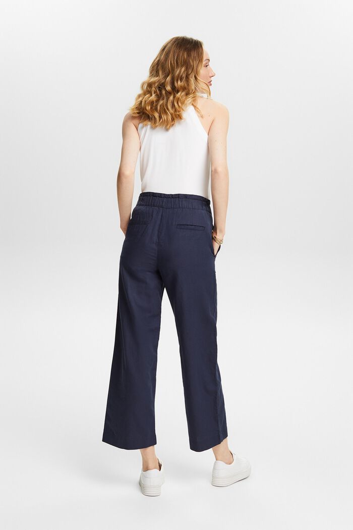 Cotton-Linen Cropped Culotte, NAVY, detail image number 2