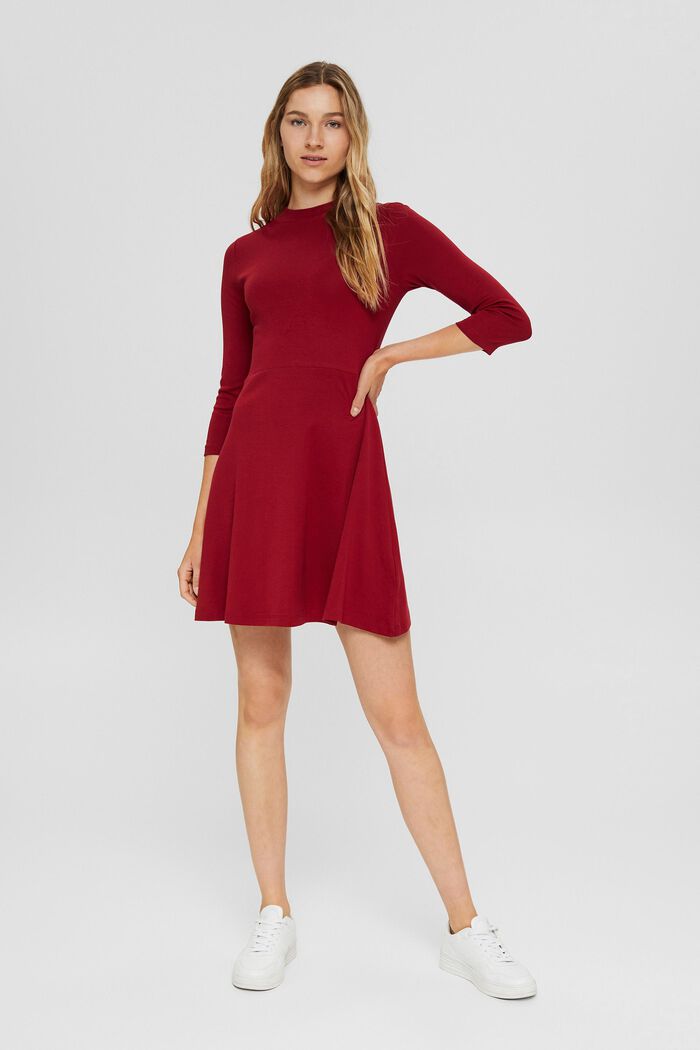 Jersey dress made of 100% organic cotton, DARK RED, detail image number 1
