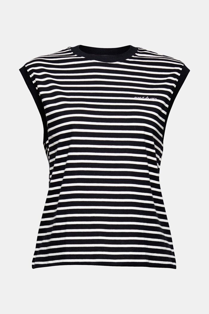 Striped T-shirt with small logo print, BLACK, detail image number 7