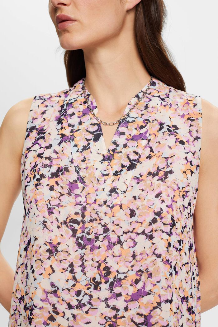 Chiffon crêpe top with floral pattern, LILAC, detail image number 2