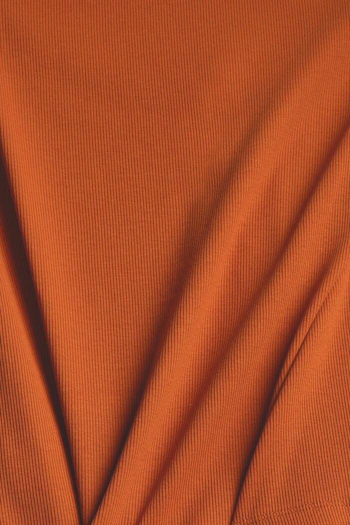 T-shirt with a button placket, organic cotton , TOFFEE, detail image number 4
