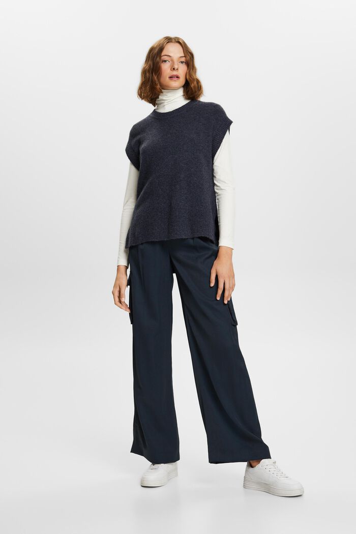 Wool Blend Knit Vest, NAVY BLUE, detail image number 4