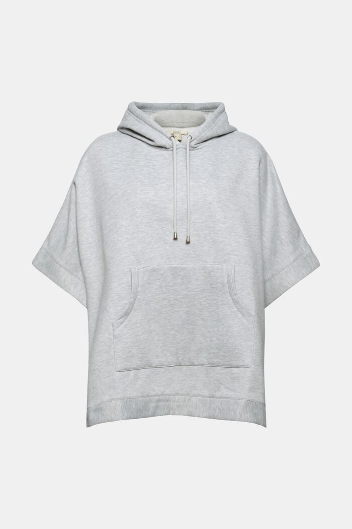 Sweatshirt poncho with a hood, 100% cotton, GREY, detail image number 0