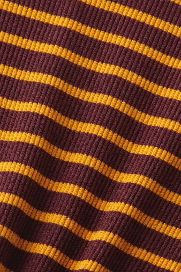 Striped Long-Sleeve Turtleneck, BORDEAUX RED, detail image number 4