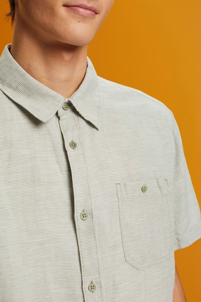 Blended linen dogstooth short-sleeved shirt, LIGHT KHAKI, detail image number 2
