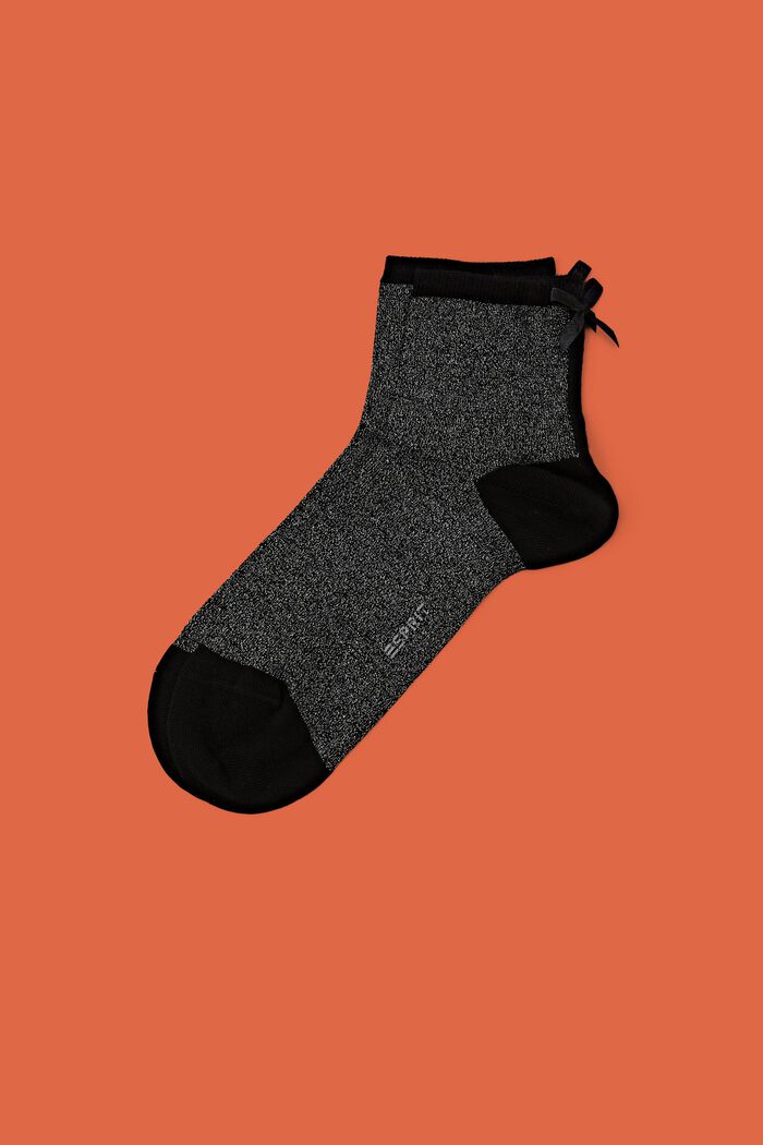 Bow-Tie Glitter Socks, BLACK, detail image number 0