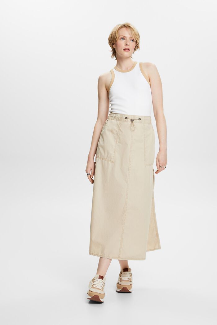 Pull-on cargo skirt, 100% cotton, SAND, detail image number 4