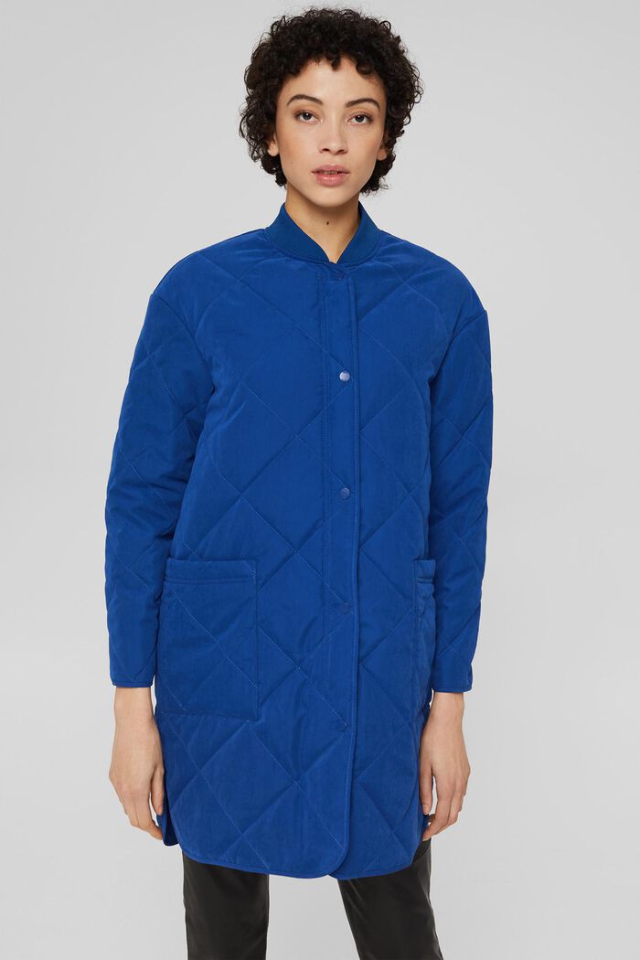 Made of recycled material: Quilted coat with zip