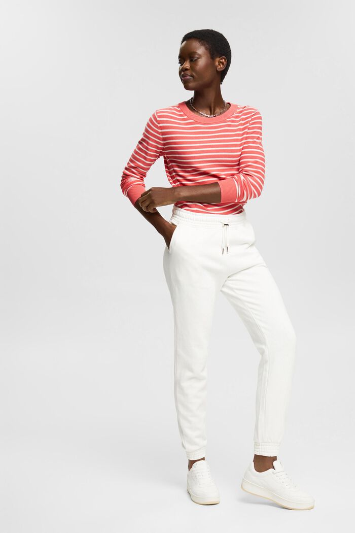 Jumper with stripes, 100% cotton, CORAL, detail image number 1