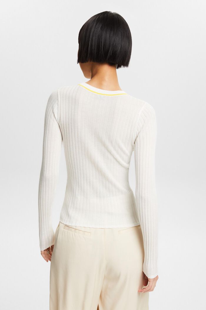 Ribbed Crewneck Sweater, OFF WHITE, detail image number 2