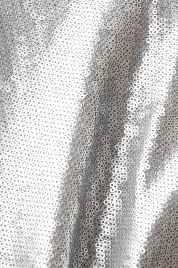 Sequin Shirt Blouse, SILVER, detail image number 4