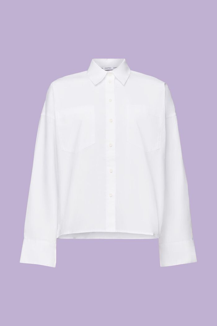 Cotton-Poplin Button-Up Shirt, WHITE, detail image number 6