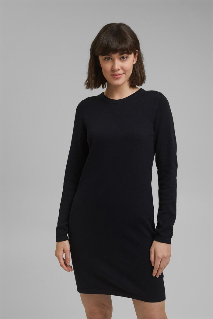 Essential knit dress made of blended organic cotton, BLACK, detail image number 0