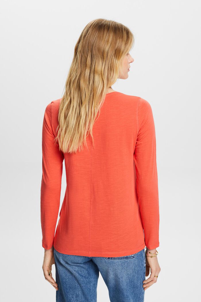 Jersey longsleeve, 100% cotton, CORAL RED, detail image number 3